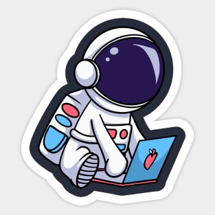 Astronaut Playing Laptop Sticker